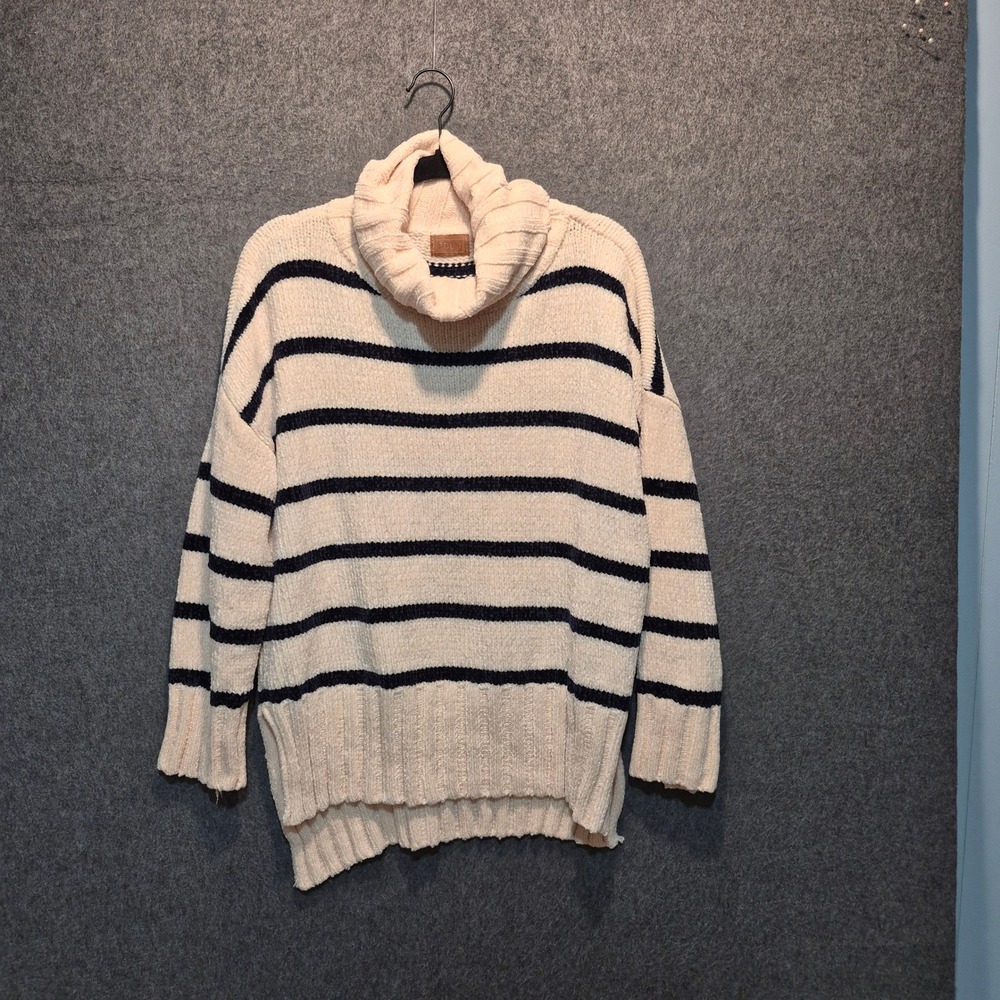 POL Bijou Turtleneck Striped Sweater M cottagecore fisherman chenille soft comfy